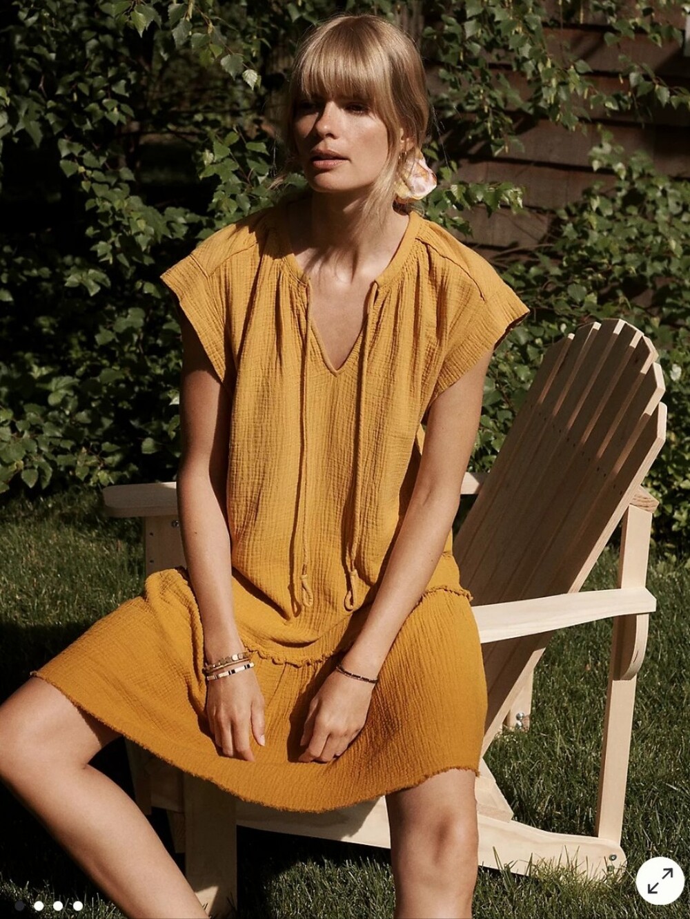 Anthropologie Saturday/Sunday Lydia Ombre Gauzy Cotton Tunic Dress Yellow M